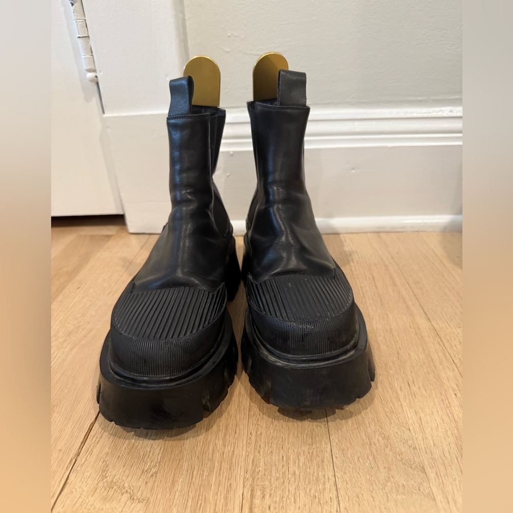 Disco Rosso Italian leather Black Chunky Platform Boots